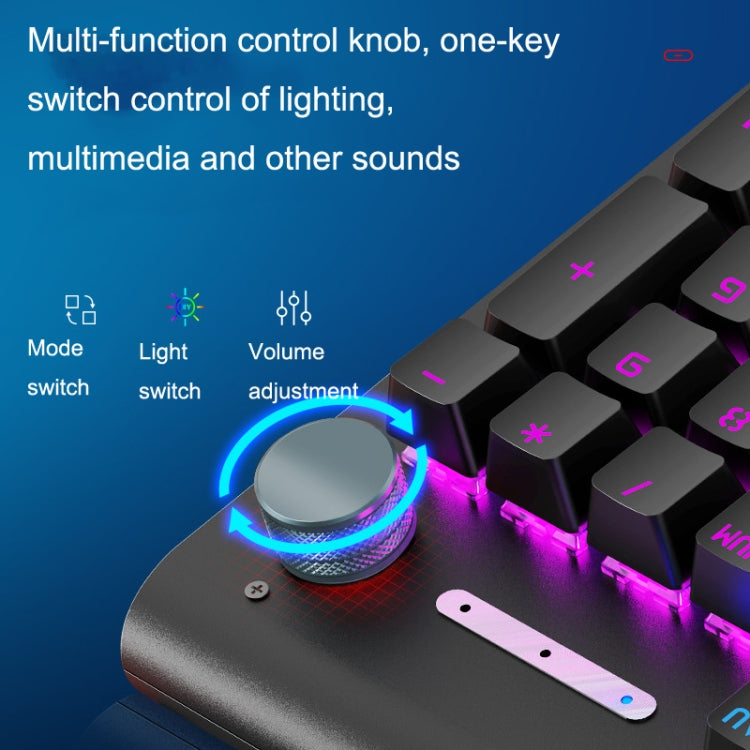 LANGTU K1000 104 Keys Game Luminous USB Handheld Wired Keyboard, Cable Length: 1.5m