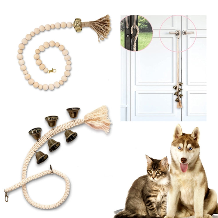Dog Doorbell Dog Trainer Hanging Rope Funny Cat Toy,Style:, Wooden Beads Gold, Wooden Beads Silver, Wooden Beads Copper, Braided Open Mouth Bell - Bronze, Braided Cross Bell - Silver