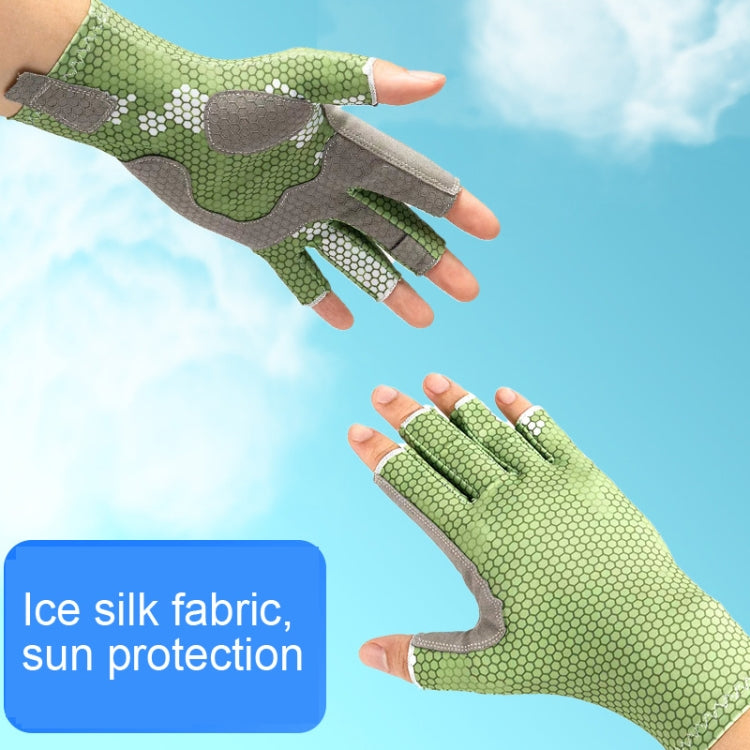 Ice Silk Half Finger Fishing Gloves Sunscreen Riding Gloves, Mens Free Size