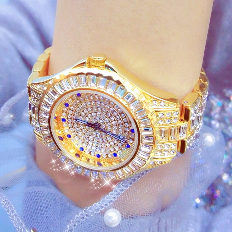 BS Bee Sister FA1686 Diamond Inlaid Ladies Watch Jewelry Chain Watch, Silver, Silver Golden, Gold