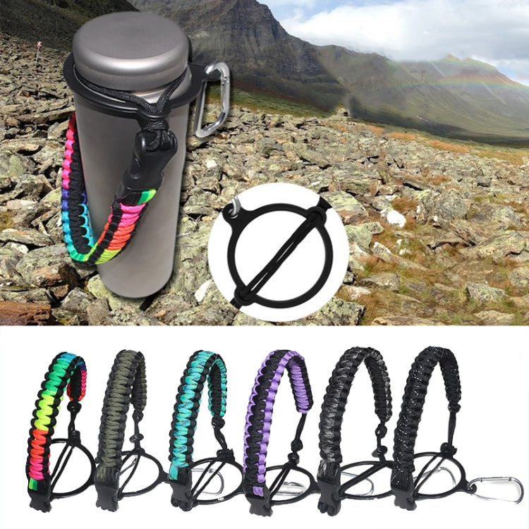 2 PCS Outdoor Camping Multifunctional Carabiner Water Bottle Handle, Gradient Rainbow, Green, Water Duck Green, Purple, Black Gray, Reflective Black