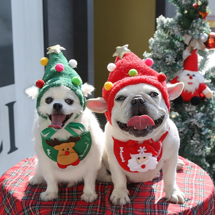 Pet Christmas Hat Saliva Festive Dressing Supplies, Bibs Red, Green Hat S, Green Hat L, White Hat S, Red Hat S, Red Hat L