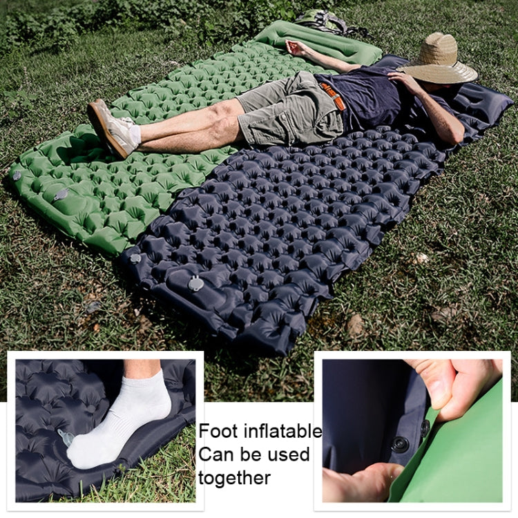 TPU Inflatable Sleeping Pad Camps Outdoor Waterproof Single Travel Cushion, Army Green, Navy)
