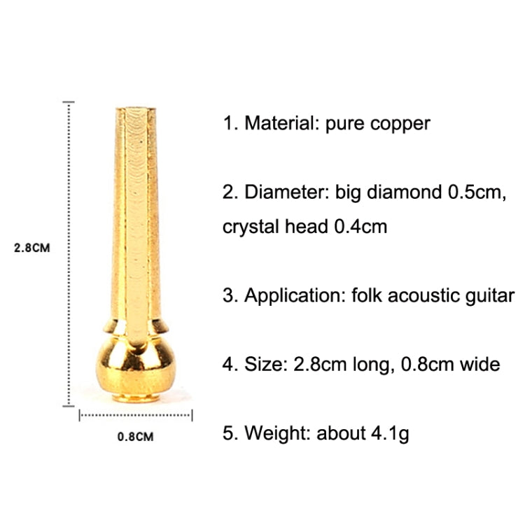 6PCS Guitar Dipping Pure Copper Citrimine Guitar Caps, Style:, Crystal Head (White), Crystal Head (Yellow), Crystal Head (Red), Crystal Head (Purple), Crystal Head (Green), Crystal Head (Black), Big Diamond (White), Big Diamond (Gold)...