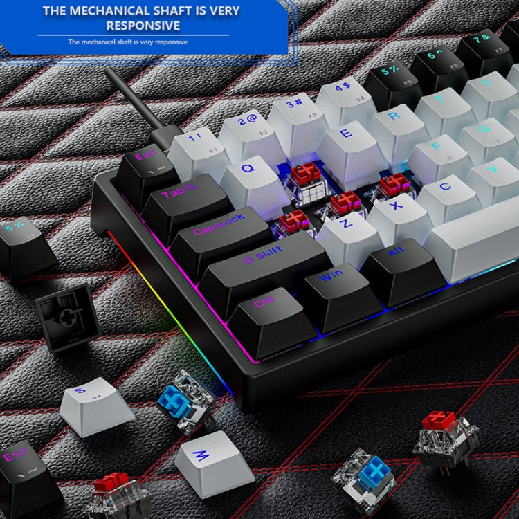 Dark Alien K710 71 Keys Glowing Game Wired Keyboard, Cable Length: 1.8m, Black Green Shaft, Pink Green Shaft, Blue Green Shaft, Black White Green shaft, Black White Red Shaft