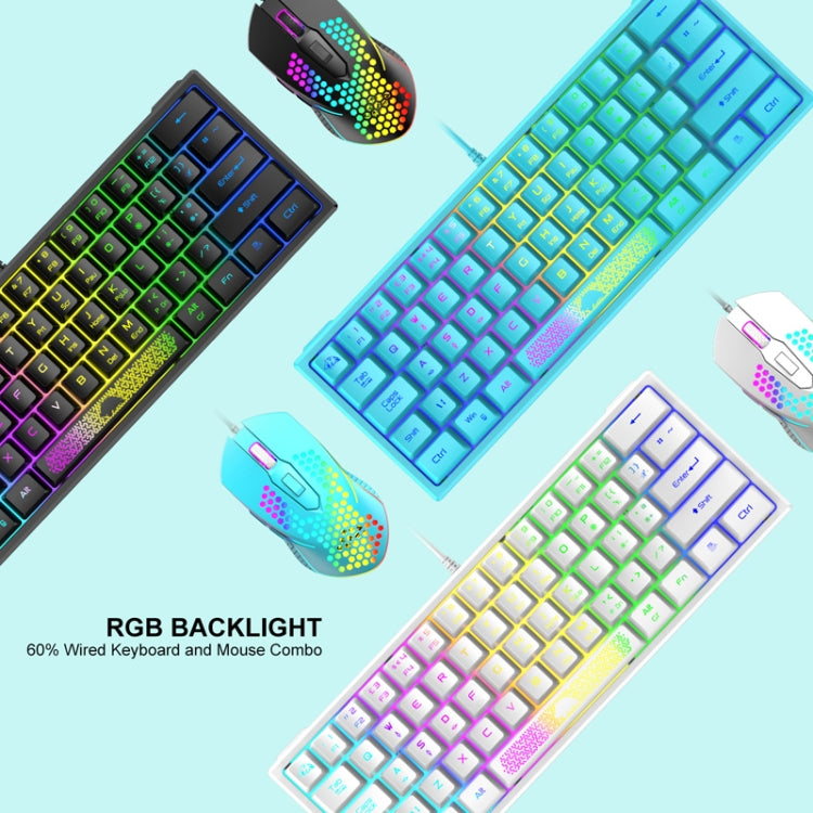 ZIYOULANG K61 62 Keys Game RGB Lighting Notebook Wired Keyboard, Cable Length: 1.5m, K61 White Black, K61 Blue White, K61 White Blue, K61 Black White