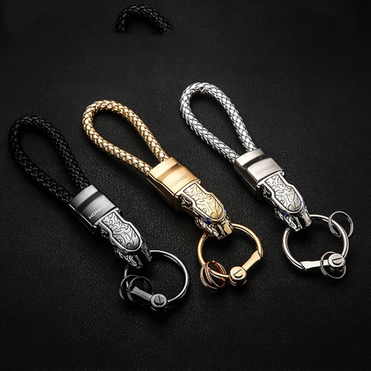 HONEST Diamond Encrusted Car Keychain Leather Cord Leopard Metal Keychain Pendant, Leather Rope Basic Black, Leather Rope Basic White, Leather Rope Basic Gold, Leather Rope Upgrade Black, Leather Rope Upgrade White, Leather Rope Upgrade Gold
