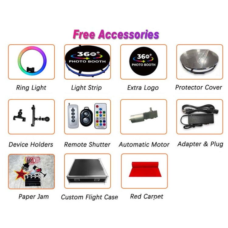 RGB Fill Light Photo Booth Turning Led Camera Photo Spin Stand With Flight Case, 68cm, 100cm