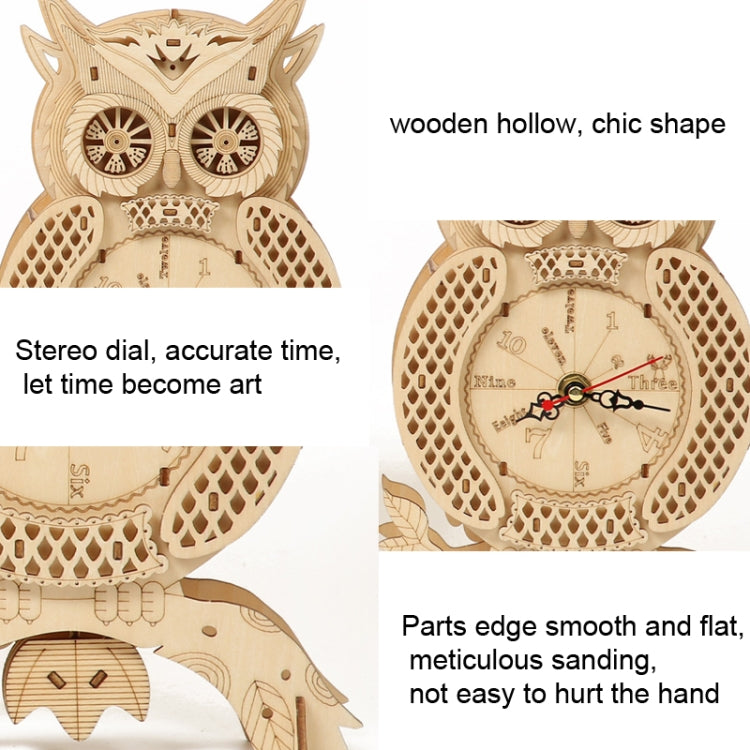 Owl Clock 3D Wooden Puzzle Toys DIY Handmade Ornaments, Owl Clock