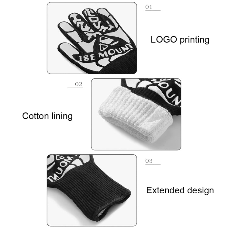 ISE MOUNT Outdoor Camping Heat Insulation Anti-scald Gloves BBQ Thicken Non-slip Gloves