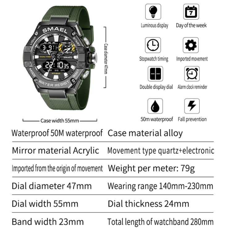 SMAEL 8066 Outdoor Electronic Sports Watch Alloy Colorful Multifunctional Men Watch