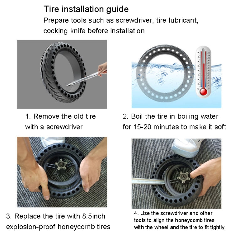 8 inch Electric Scooter Non-slip Honeycomb Outer Tire For Xiaomi M365/M365 Pro /1S/Pro2/Essential, Side Honeycomb Black