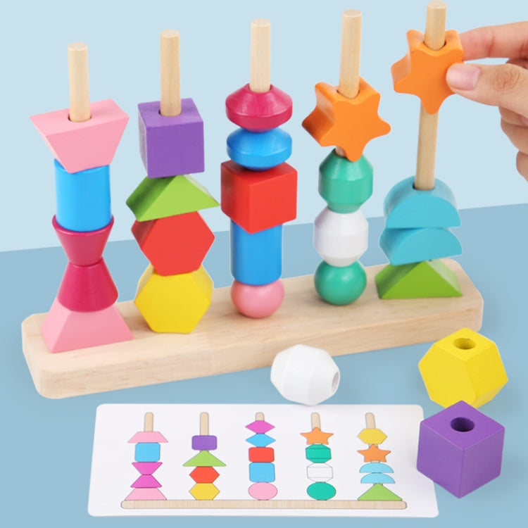 Geometric Shape Matching Building Blocks String Beads Sensory Integration Toys, Geometric Shape
