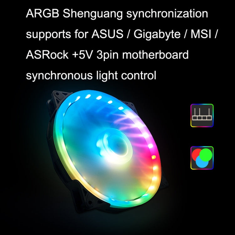 FANNER 2020 5V ARGB 20cm Large Air Volume Slow Motherboard Shenguang Synchronized Chassis Fan, 2020