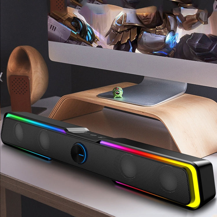 HP DHE6002S RGB Lights HiFi Sound Effect Computer Audio Desktop Long Strip Speakers, Wired Version, Wired+Bluetooth Version