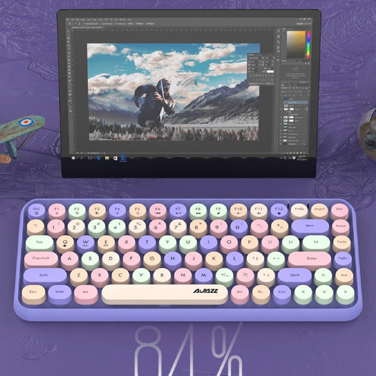Ajazz 308I 84 Keys Tablet Computer Notebook Home Office Punk Bluetooth Keyboard, Milk Tea Color