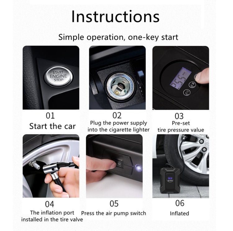 SUITU ST-818 DC 12V Wired Car Air Pump Tire Inflator With LED Lighting, Pointer Model, Digital Display Model, Pointer Model+Toolbox, Digital Display Model+Toolbox