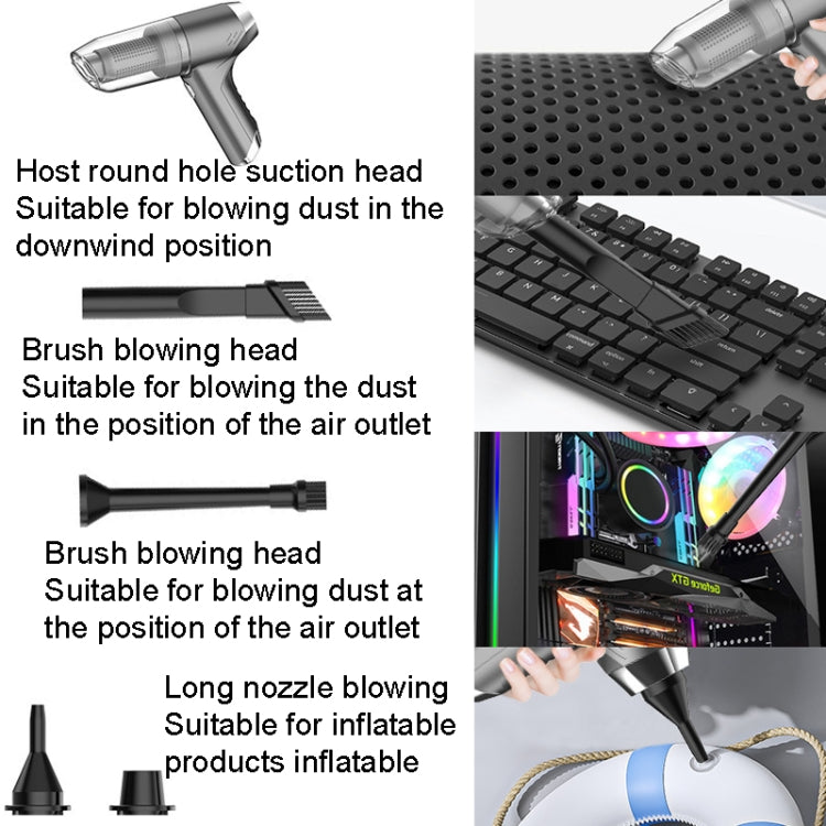 SUITU ST-6671 Wireless Car Vacuum Cleaner Small Handheld Blowing and Suction Dual Use, Style:, Basic Model Black, Basic Model White, Basic Model Black+Floor Brush, Basic Model White+Floor Brush, Brushless Silver Gray, Brushless Dark Green
