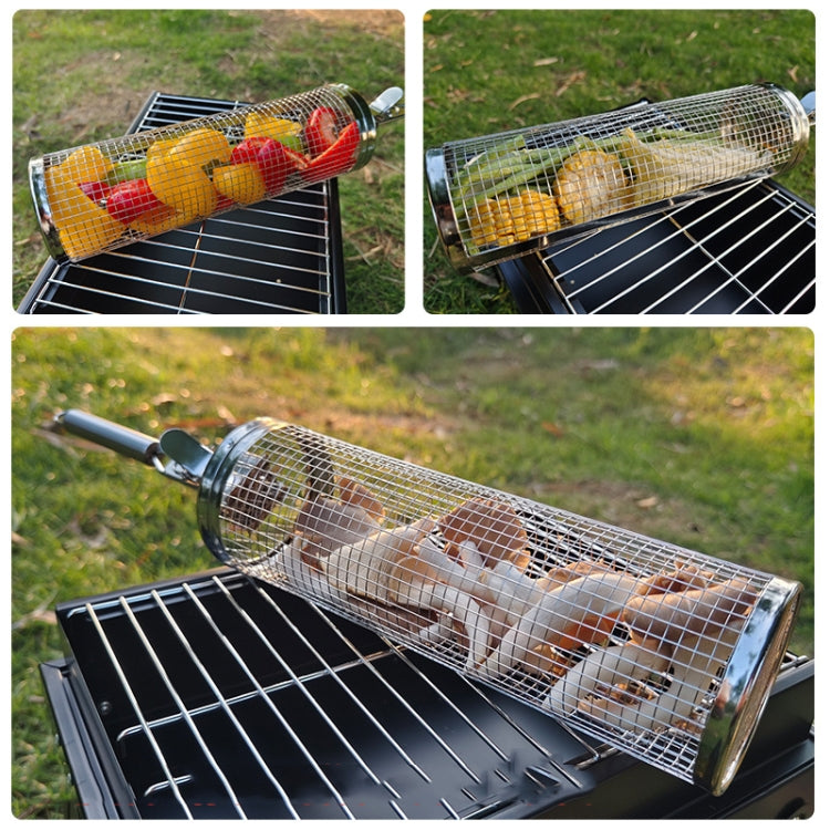Upgrade With Handle BBQ Cage Stainless Steel Barbecue Basket, 30cm+Handle 18cm