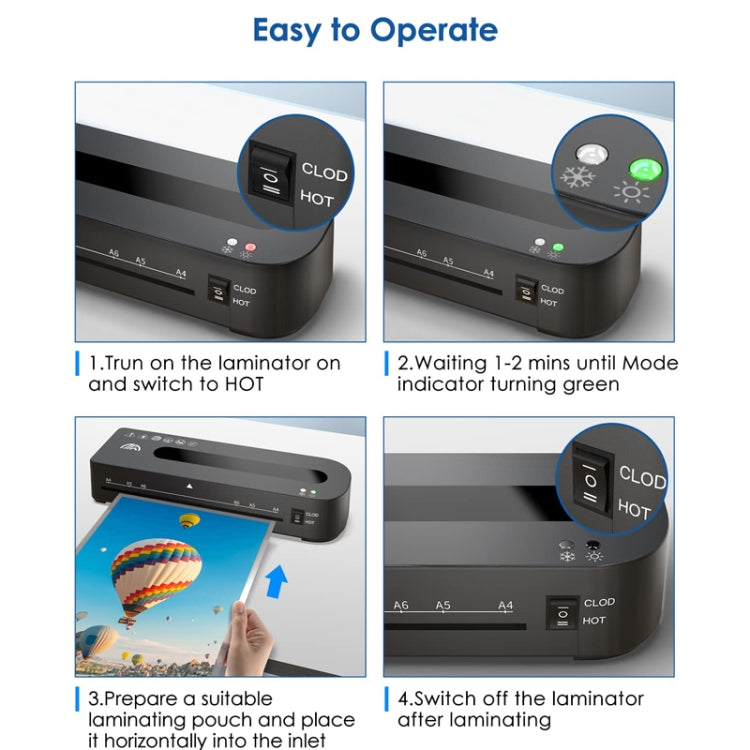 FN333 A4 Photo Laminating Machine With Hot And Cold Mode, Set 1, Set 2, Set 3, Set 4