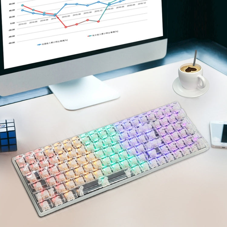 100 Keys Customized Gaming Wired Mechanical Keyboard Transparent Keycap, Green Shaft (Black), Red Shaft (White), Red Shaft (Black)
