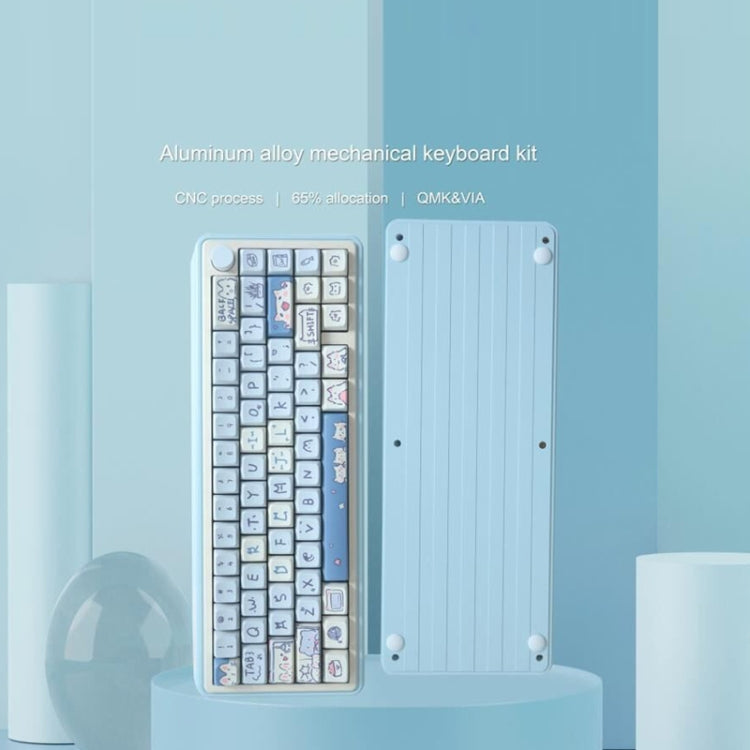 Bluetooth Wireless 3-mode RGB Backlit Gaming Mechanical Keyboard Aluminum Alloy Kit + Keycap, Light Blue, Pink, Light Green