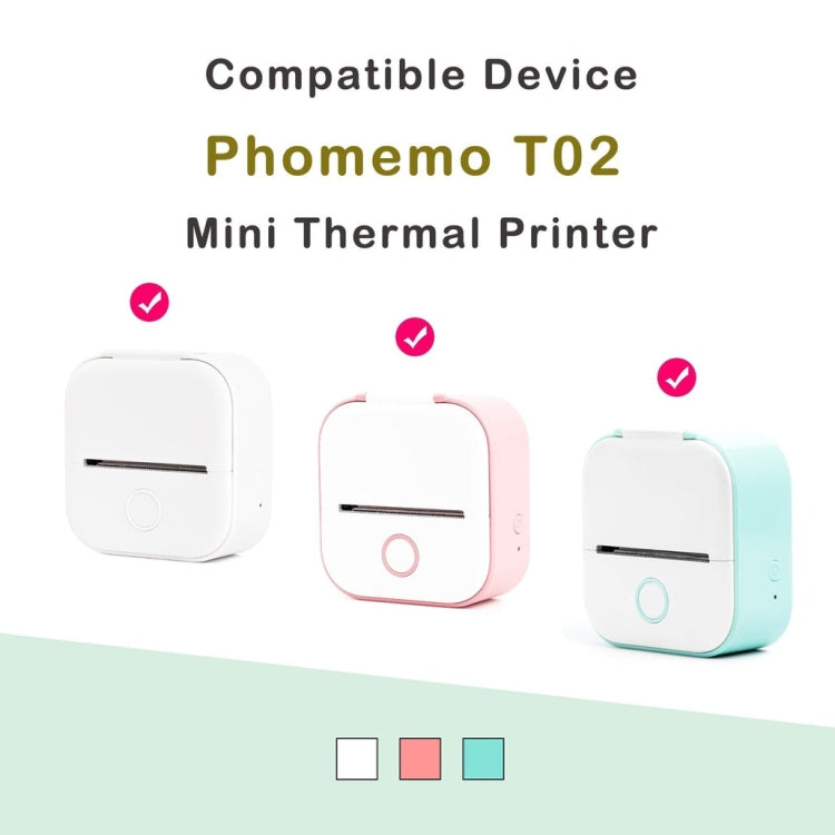 For Phomemo T02 3rolls Bluetooth Printer Thermal Paper Label Paper, 53mmx6.5m 10 Years Black on White No Adhesive, 50mmx3.5m 2 Years Black on White Sticker, 50mmx3.5m 10 Years Black on White Sticker, 50mmx3m 5 Years Blue on White Sticker