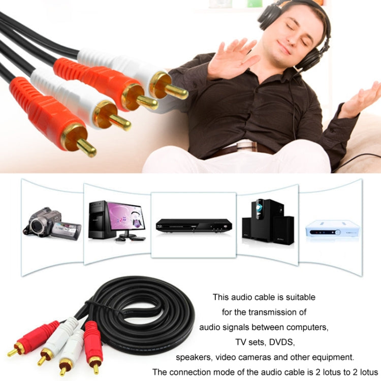 Double Lotus Audio Cable RCA Two-To-Two Power Amplifier Audio Cable, 1.5m, 3m, 5m