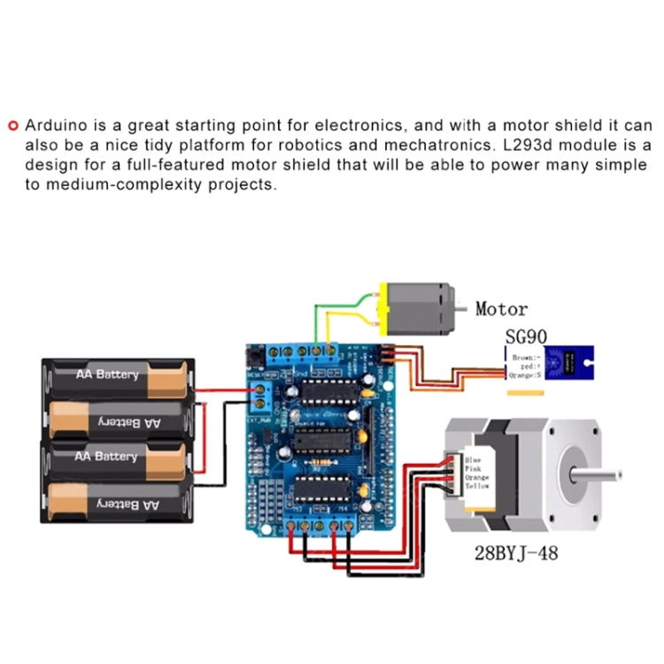 Motor Driver Board Control Shield Module for Arduin UNO, Arduin Mega 2560, L293D