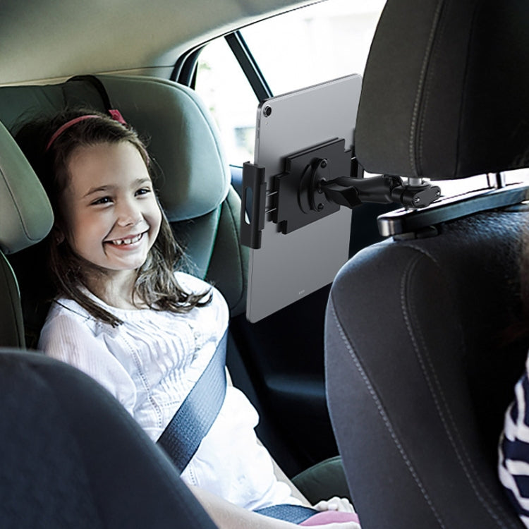 Car Rear Seat Folding Stretchable Headrest Tablet Bracket, Plastic Clamp Arm, Metal Clamp Arm