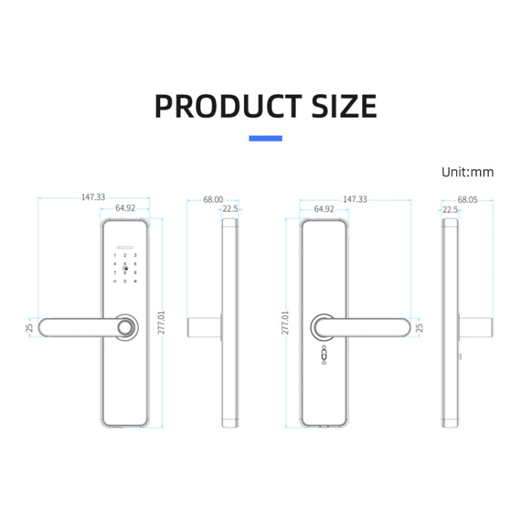 C91 Tuya Smart WiFi Password Fingerprint Electronic Door Lock, C91 Black, C91 Silver, C91 Bronze