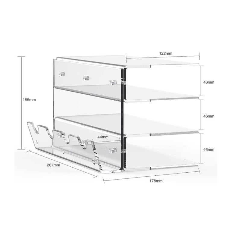 Transparent 3-Layer Acrylic Keyboard Stand Increased Tilt Computer Keyboard Tray, Black, Transparent