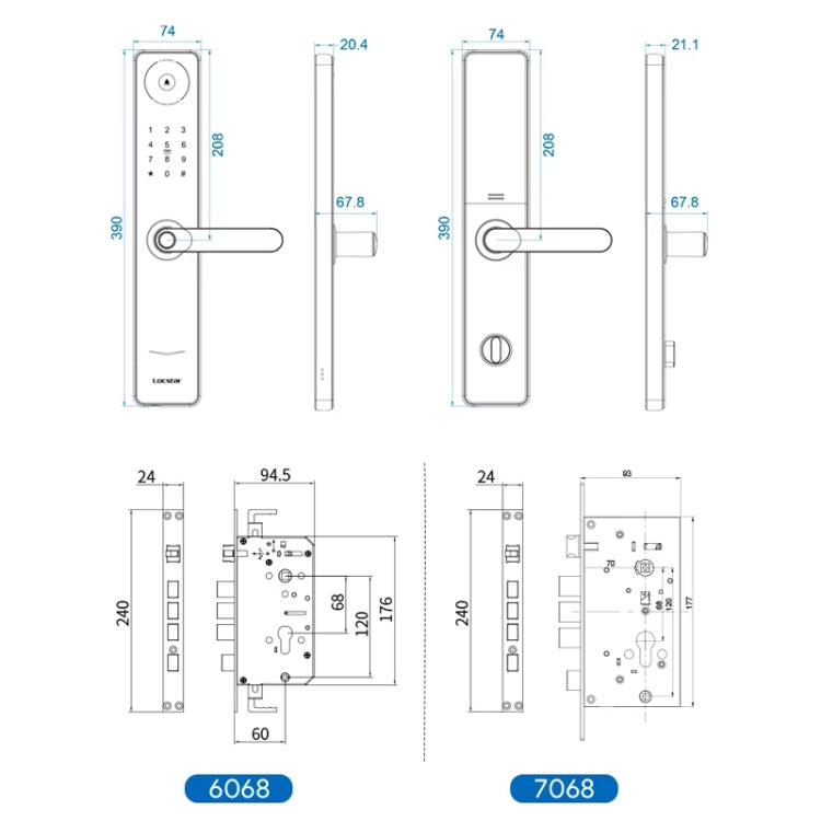 A60 Smart Fingerprint Password Door Lock With Doorbell, Basic Version Gray, Basic Version Gold, Tuya APP Version Gray, Tuya APP Version Gold