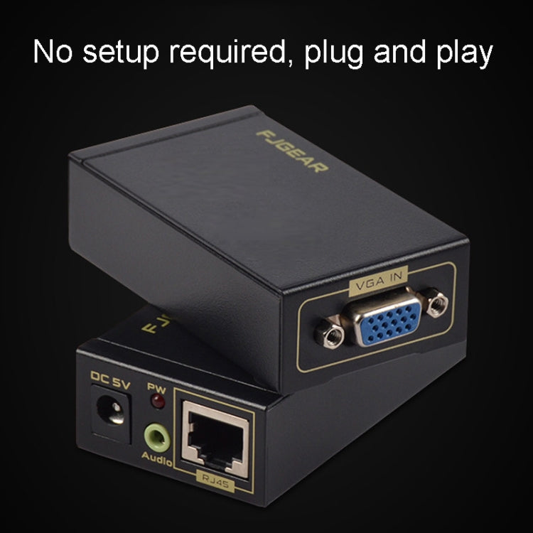 FJGEAR FJ-VEA100 2 In 1 Extender VGA To RJ45 Signal Single Cable Extension With Audio, EU Plug, FJ-VEA100 EU Plug