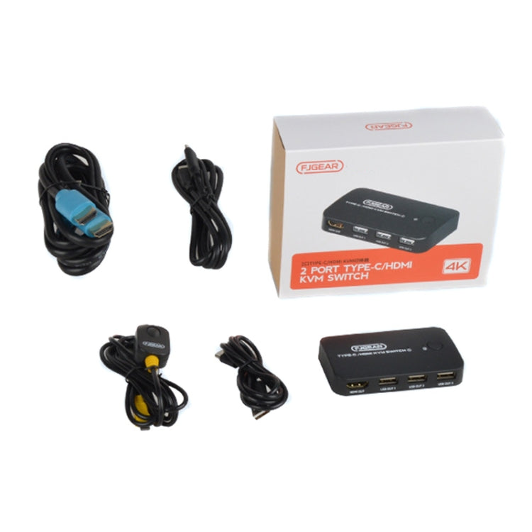 FJGEAR FJ-TYH201 Type-C / HDMI KVM Switch With Desktop Controller, FJ-TYH201
