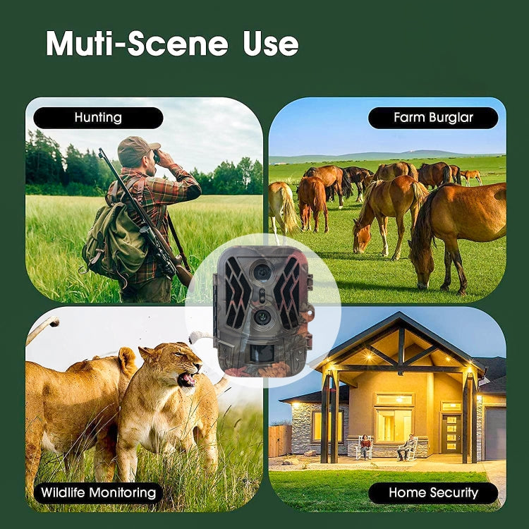 50MP+4K Dual Lens Outdoor Rainfall Fog Infrared Trace Hunting Camera, HC-950A