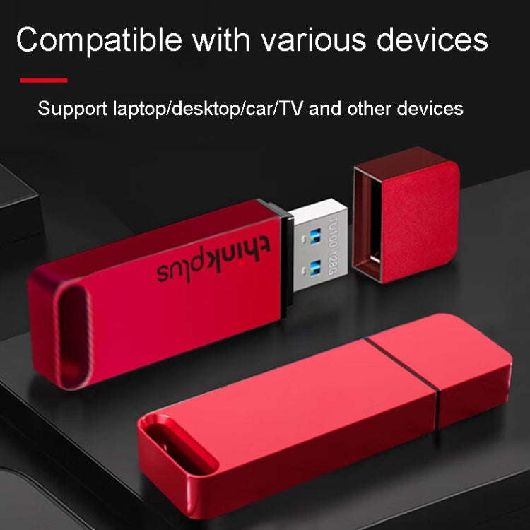 Lenovo Thinkplus TU100 USB3.1 High Speed Flash Drive Mini USB Memory Disk With Metal Plug And Cap, TU100 128G(Red)