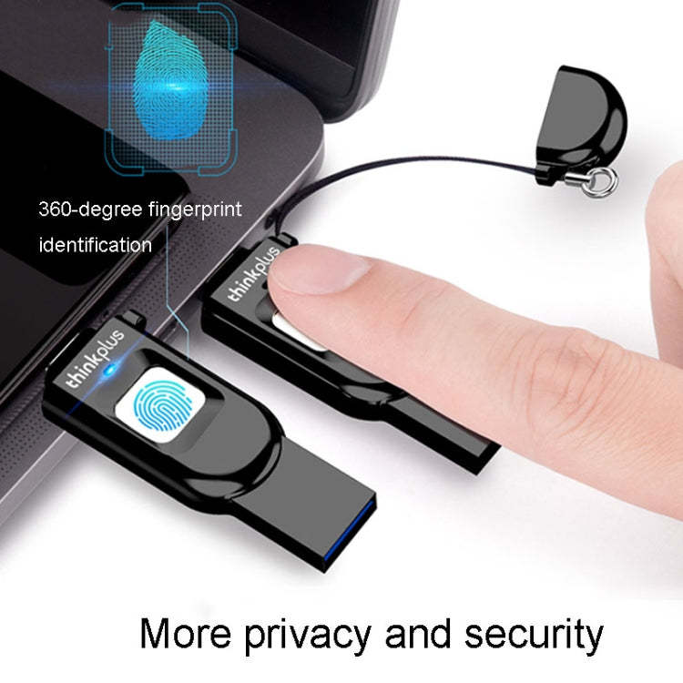 Lenovo Thinkplus TFU301 Dual Interface Type-C+USB Fingerprint Encrypted USB Flash Drive, TFU301 32G, TFU301 256G