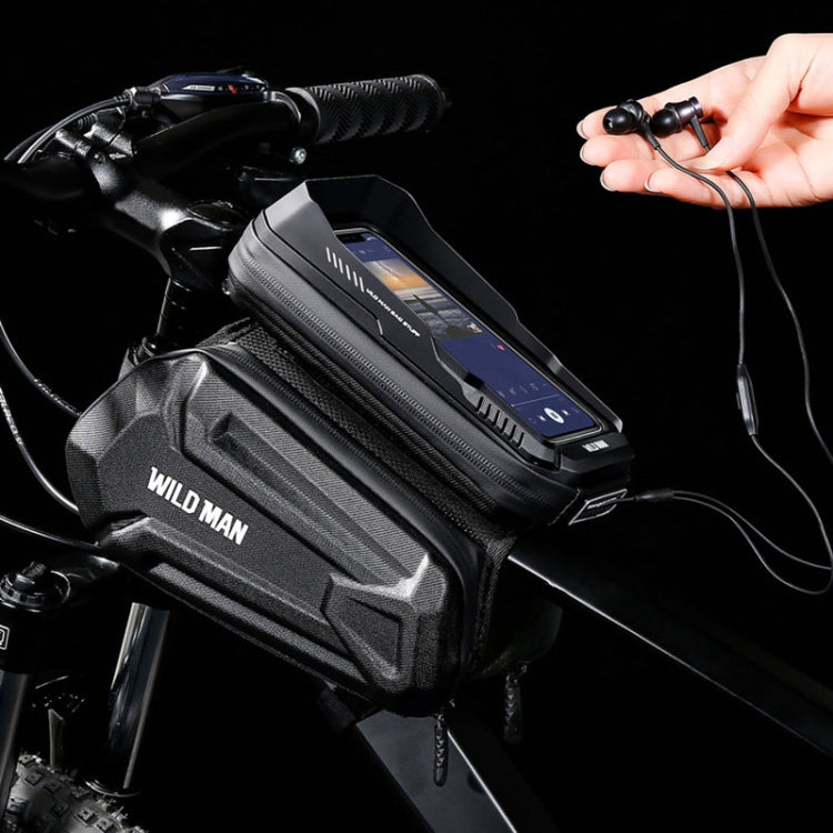 WILD MAN XT6 1.2L Mountain Bike EVA Hard Shell Waterproof Phone Touch Screen Top Tube Bag, XT6 (Solar), XT6 (Twill)