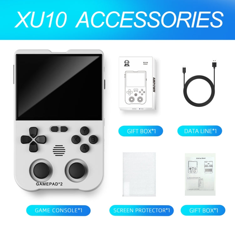 AMPOWN XU10 Handheld Game Console 3.5-Inch IPS Screen Linux System Portable Video Arcade, 64G, 128G, 256G