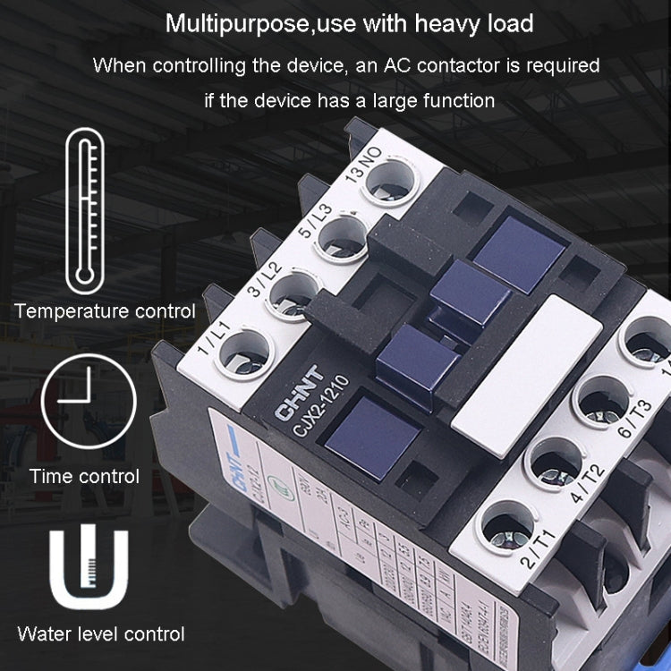 220V Silver Alloy Contacts Multi-Purpose Single-Phase AC Contactor, CHNT CJX2-0910 9A, CHNT CJX2-0901 9A, CHNT CJX2-1210 12A, CHNT CJX2-1201 12A, CHNT CJX2-1810 18A, CHNT CJX2-1801 18A, CHNT CJX2-2510 25A, CHNT CJX2-2501 25A, CHNT CJX2-3210 32A
