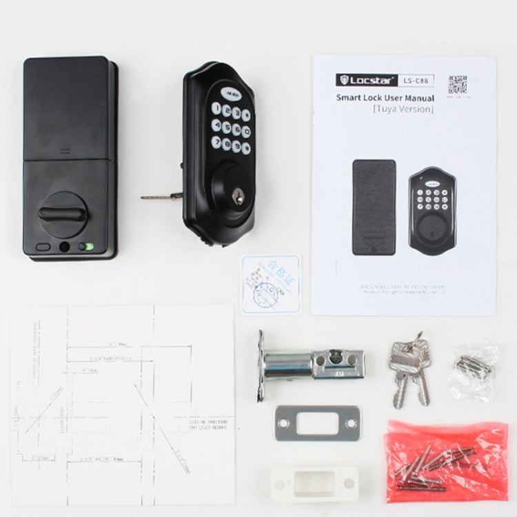 C88 Bluetooth Remote Tuya Automatic Smart Electronic Password Door Lock, C88 Black