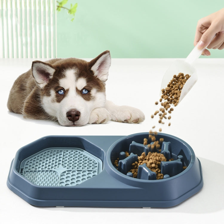 Bone Slow Food Lick Bowl Pet Diet Double Bowl Dog Cat Food Bowl, Red, Yellow, Blue