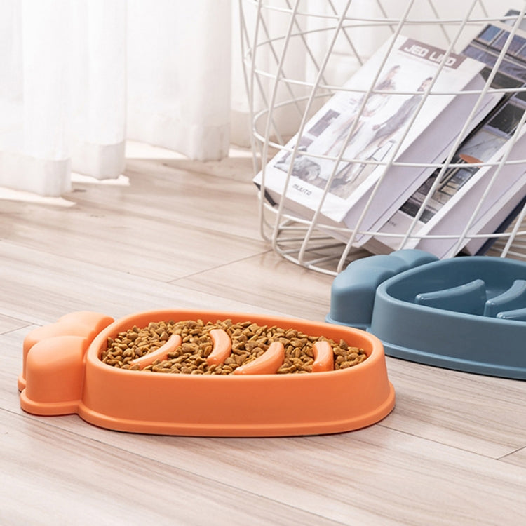 Radish Shape Dog Slow Food Bowl Anti-Tip Over Pet Bowl, Mango Yellow, Orange, Blue