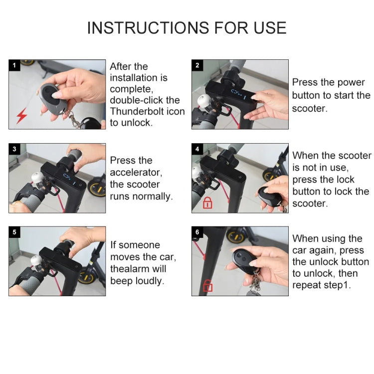 Electric Scooter 36-55V Anti-Theft Alarm Detector + 2 Remote Controller, For Xiaomi M365, For Ninebot Max G30