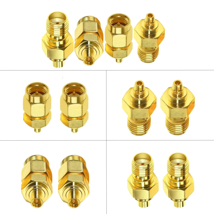 Coaxial Adapter Kit Brass Coaxial Connector RF Antenna Adapter, 4pcs /Set SMA To MMCX, SMA Male To MMCX Male, SAM Female To MMCX Male, SMA Male To MMCX Female, SMA Female To MMCX Female