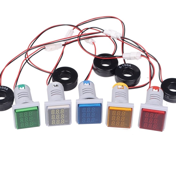 SINOTIMER ST17VAH 3 In 1 Square LED Digital Display AC Voltage Current Frequency Indicator 60-500V 0-100A 20-75Hz, ST17VAH