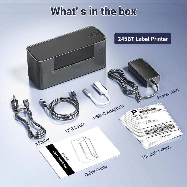 Phomemo PM245-BT Bluetooth Shipping Label Printer Support Labels Width 1- 4.6 Inch, EU Plug, US Plug, UK Plug
