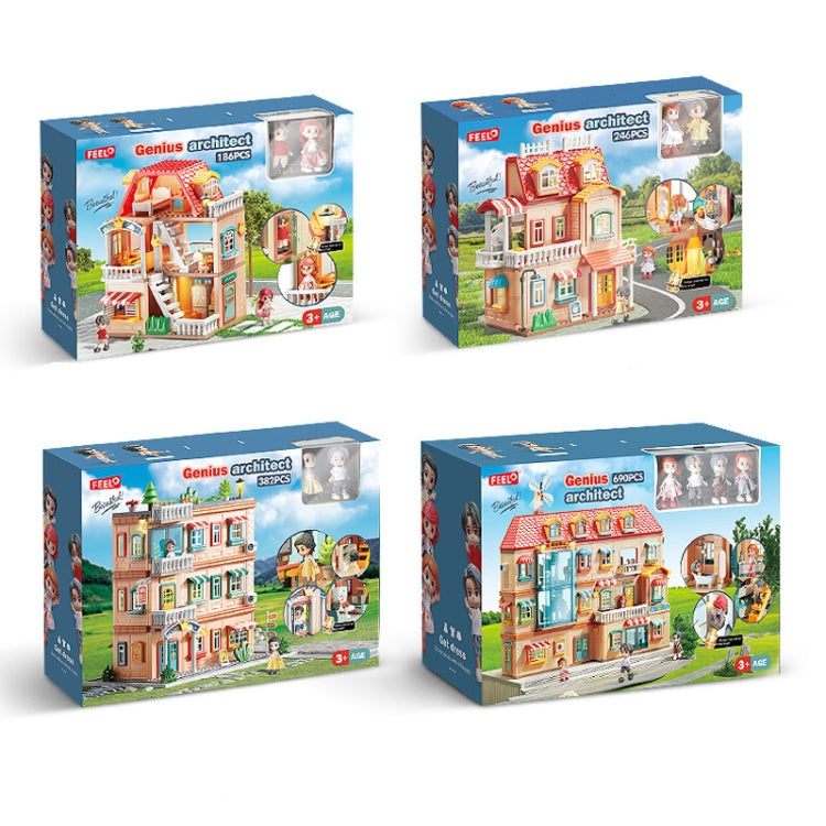 Children Household Large Pellet Building Blocks Villa Castle Assembly Toys, 246pcs /Box, 382pcs /Box, 186pcs /Box, 690pcs /Box