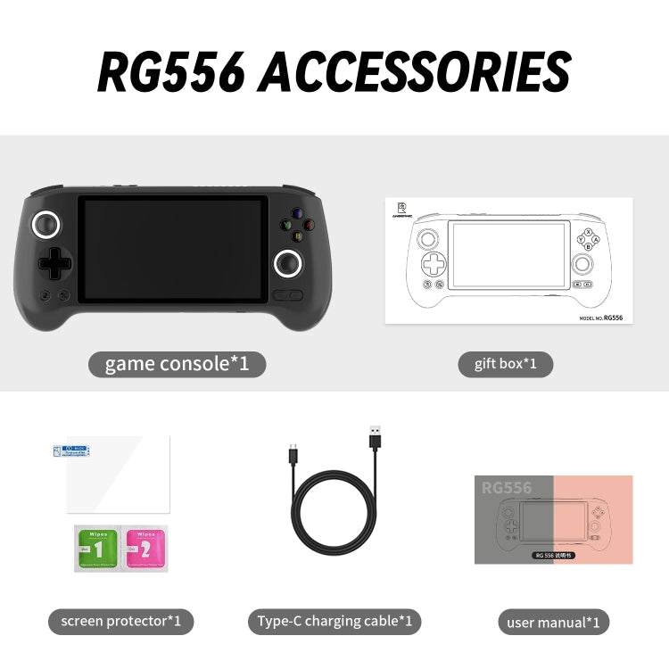 ANBERNIC RG556 Handheld Game Console Android 13 System 5.48-Inch AMOLED Screen WIFI Bluetooth Game Player, 128GB+128GB, 128GB+256GB
